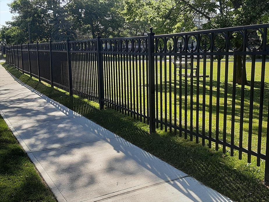 Commercial Wrought Iron fence installation for the Southborough MA area.