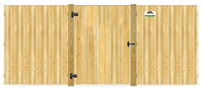 Wood gate in closed position