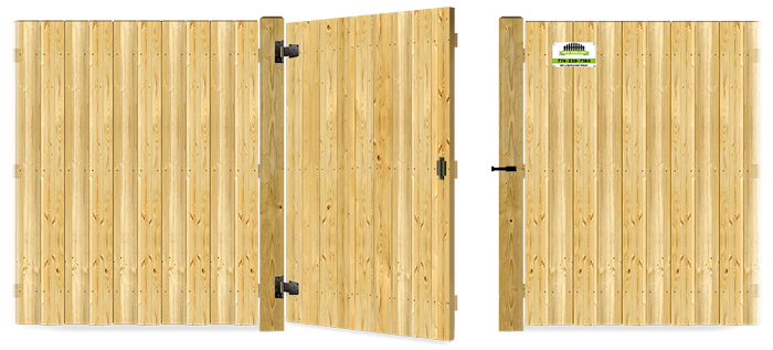 Wood gate in open position