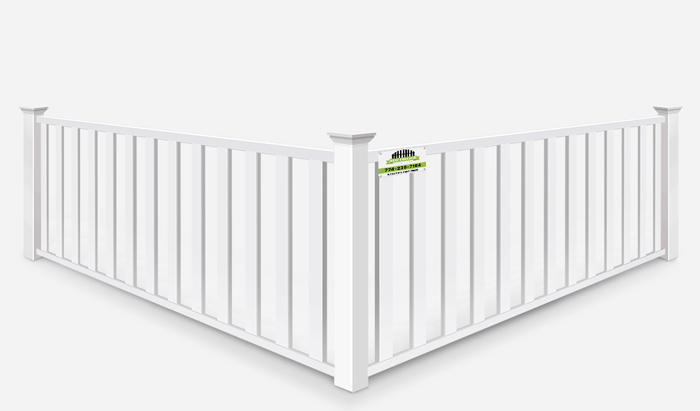 Closed picket vinyl fence with a flat top Southborough MA
