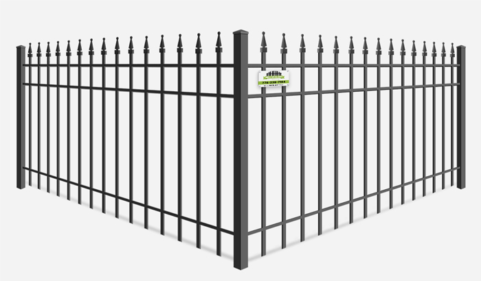 Decorative Wrought Iron fence with quad flare finials - Southborough MA