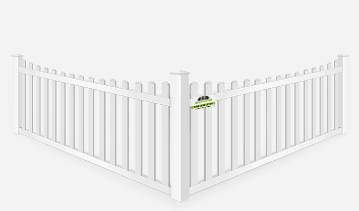 Vinyl white picket scalloped fence installation in Southborough MA