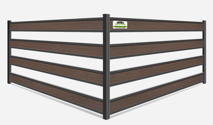 Wood grain composite fence in Southborough MA